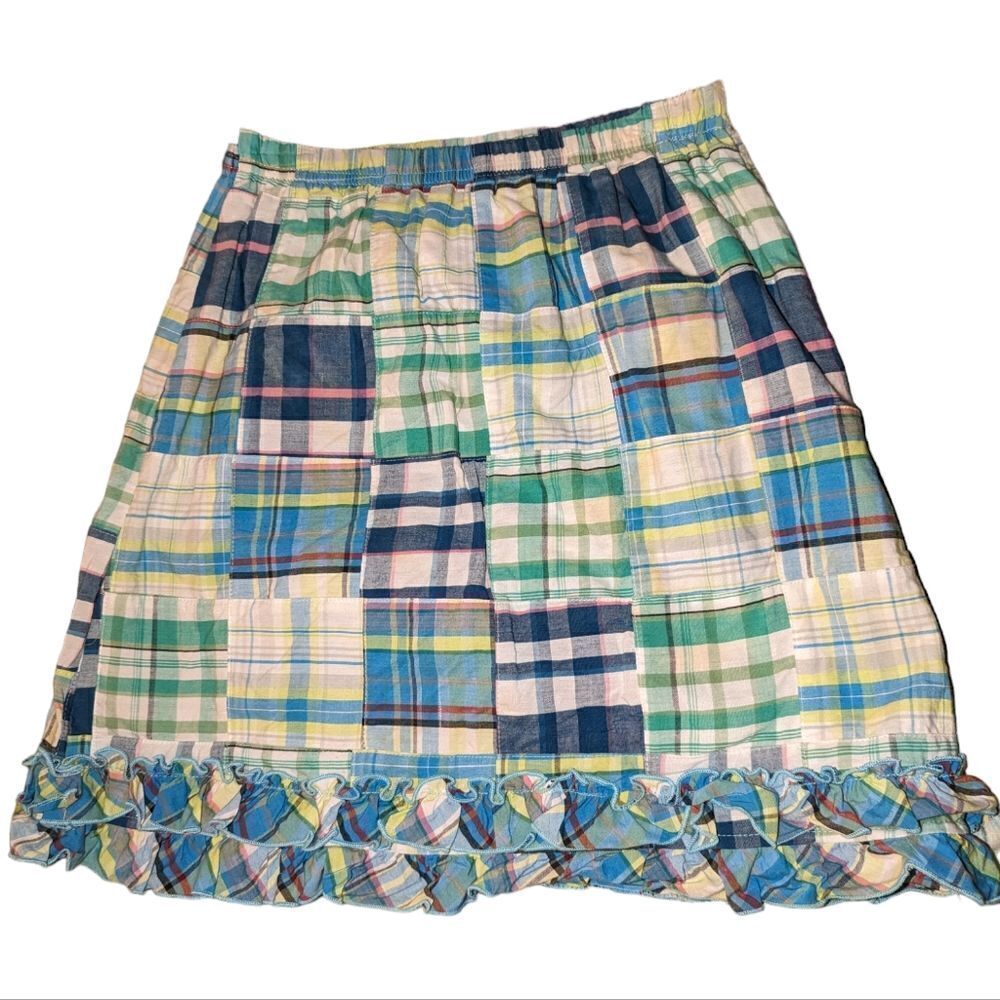 Vintage 90s CWD kids plaid patchwork skirt ruffles size 14